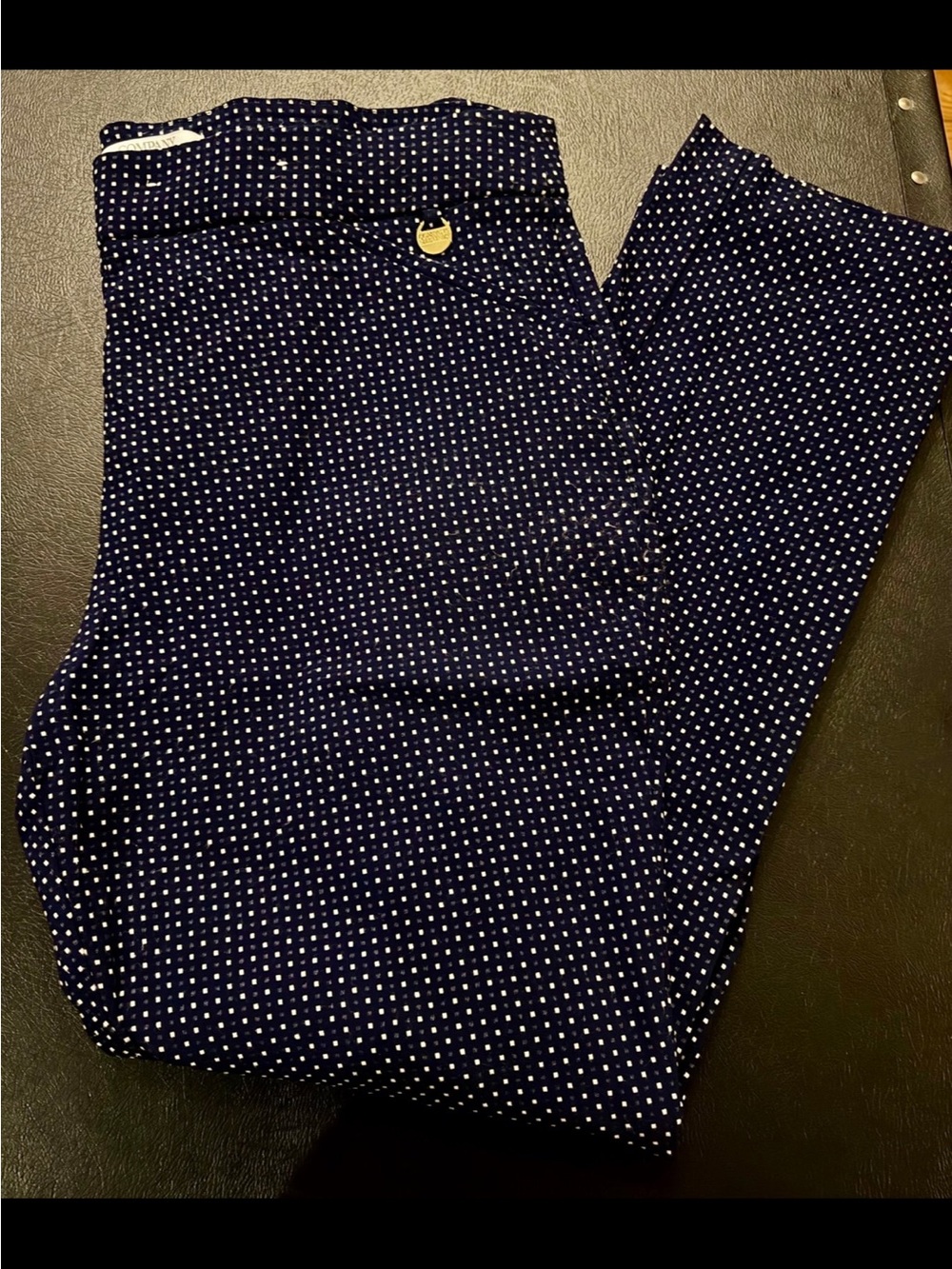 Ellen Tracy Navy Blue White Polka Dot Casual Pants Women's Size XL